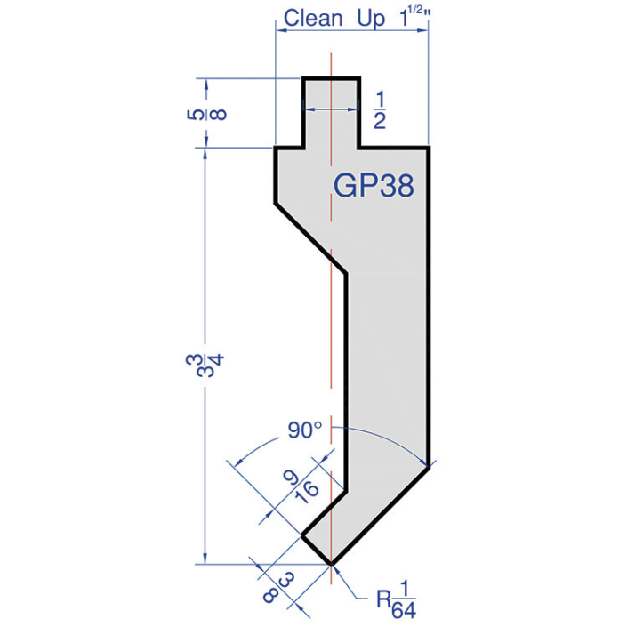 U13981 GP38 Gooseneck die 18 ga 10 ft Benoit Sheet Metal Equipment